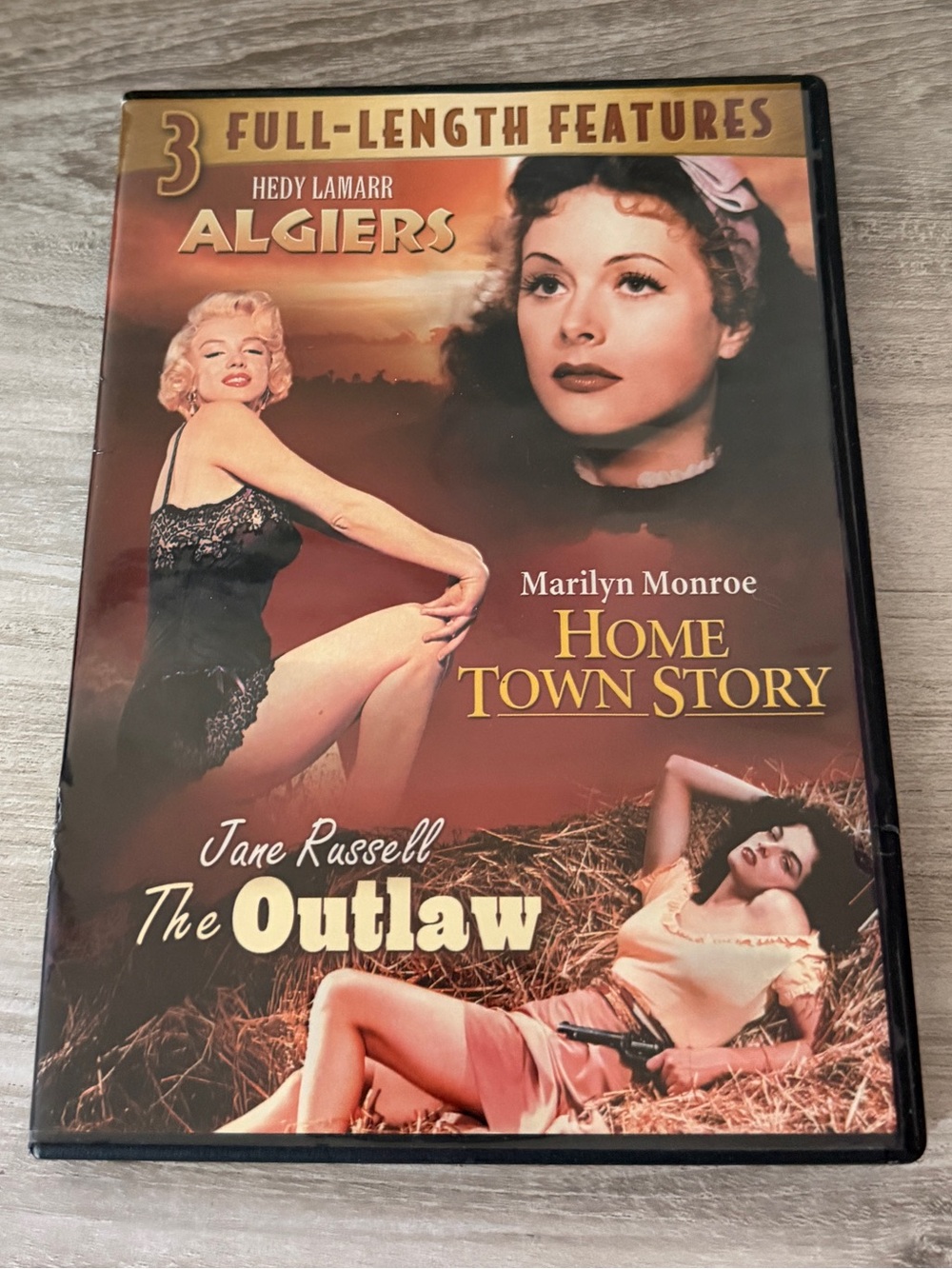 3 Full Length Feature Vintage Movies DVD Marilyn Monroe Jane Russell Hedy Lamarr